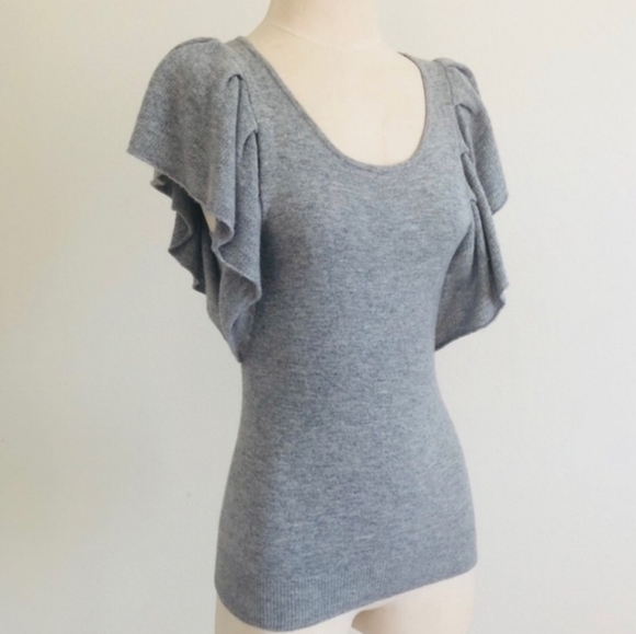 Anthropologie Robin Wool Flutter Sleeves Top - Picture 3 of 7